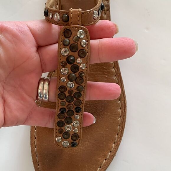 Frye thong sandals with metal studded straps ankle straps size 7 - Picture 4 of 7